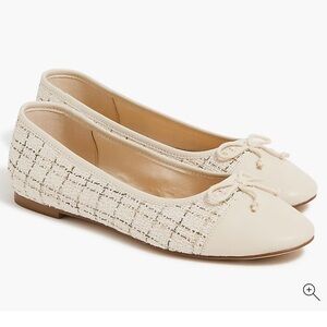 NWOT JCrew Elegant Cream Tweed Ballet Flats